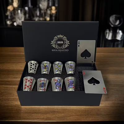 Royal Poker Whisky Set™ – Edelstahl Shotgläser im Karten-Design (Limited Edition)