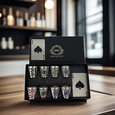 Royal Poker Whisky Set™ – Edelstahl Shotgläser im Karten-Design (Limited Edition)