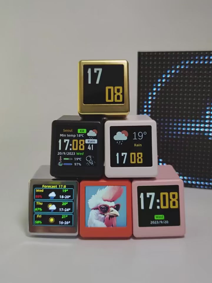 Video laden: Pixel Clock™ – Smarte Mini WiFi Wetter- &amp; Digitaluhr